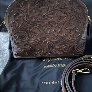 Brown Embossed Crossbody Bag